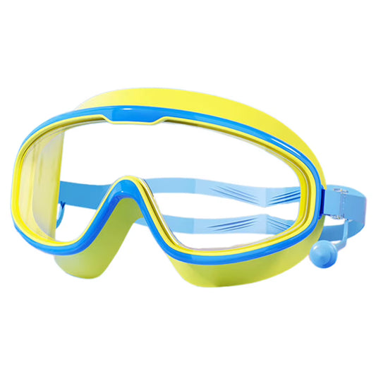 Kids Swim Goggles anti Fog Swimming Goggles with Earplugs HD Swim Glasses Large Frame Swim Sports Eyewear for Diving Snorkeling
