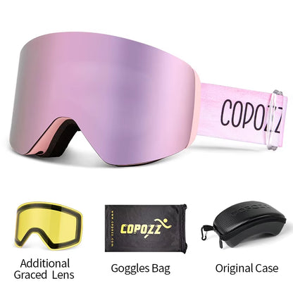 Winter Professional Men Women Ski Goggles Set Magnetic Quick-Change Double Layers Anti-Fog Snowboard Goggles Adults