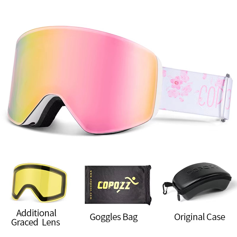 Winter Professional Men Women Ski Goggles Set Magnetic Quick-Change Double Layers Anti-Fog Snowboard Goggles Adults