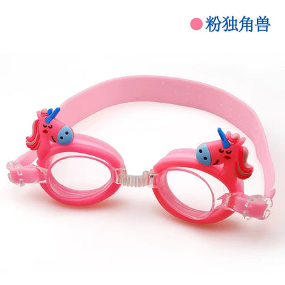 New Waterproof Anti-Fog Cute Baby Cartoon Mirror Goggles for Children to Learn Swimming Glasses Belt Can Be Adjusted