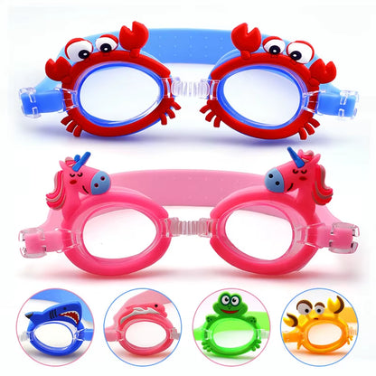 New Waterproof Anti-Fog Cute Baby Cartoon Mirror Goggles for Children to Learn Swimming Glasses Belt Can Be Adjusted