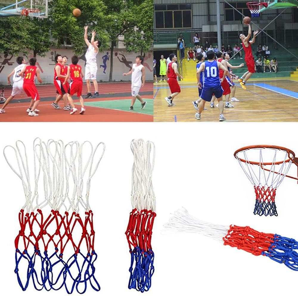 TOP-MAX Basketball Net Sports Equipment Tri-Colored Nylon for Indoors and Outdoo
