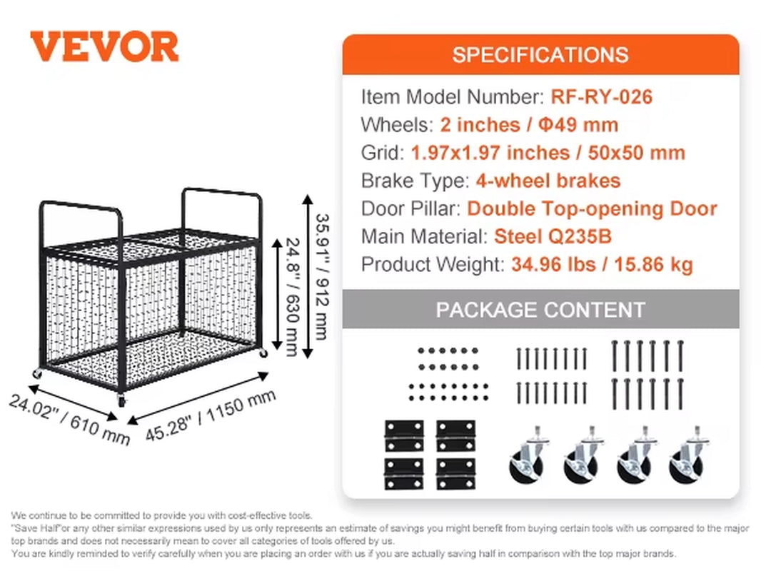 Succebuy Rolling Sports Ball Storage Cart Sport Equipment for Indoor Outdoor Steel Storage Rack for Garages Gym and Schools