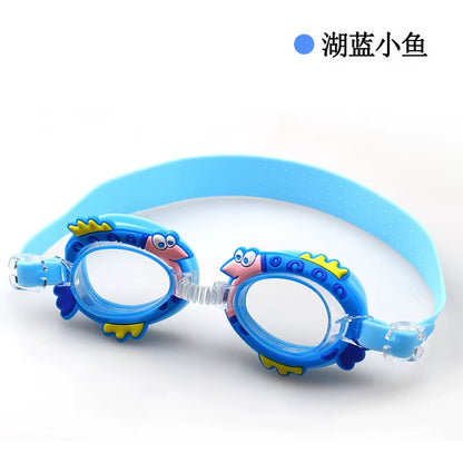 New Waterproof Anti-Fog Cute Baby Cartoon Mirror Goggles for Children to Learn Swimming Glasses Belt Can Be Adjusted