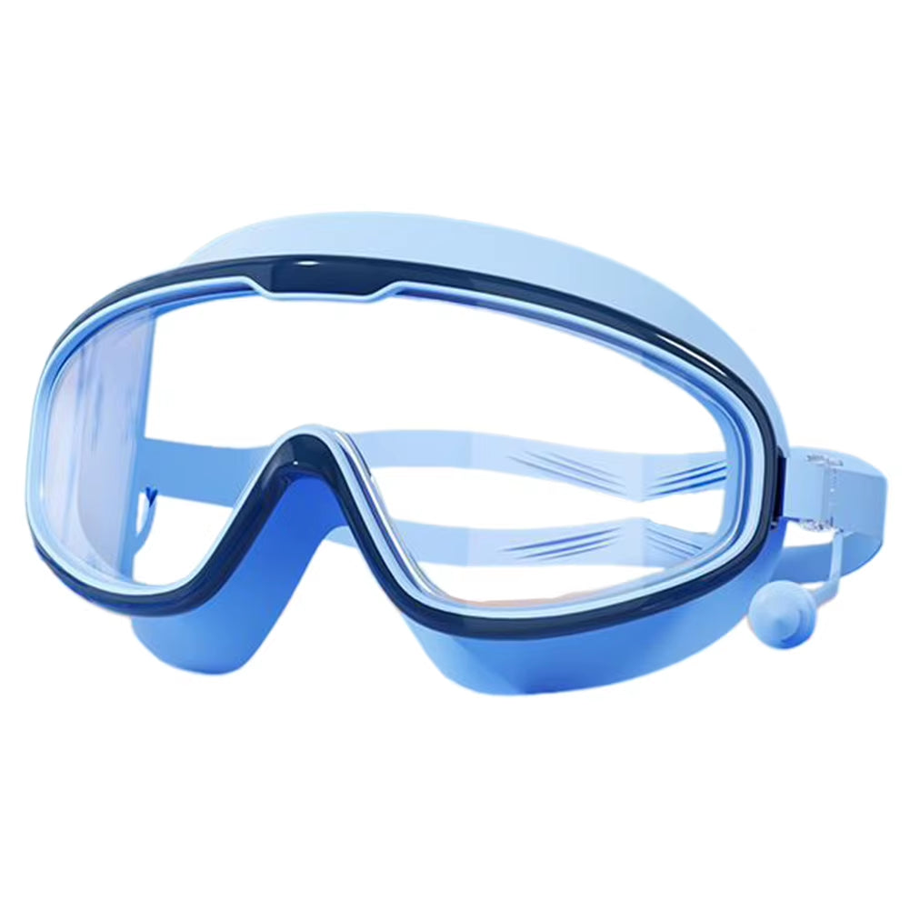 Kids Swim Goggles anti Fog Swimming Goggles with Earplugs HD Swim Glasses Large Frame Swim Sports Eyewear for Diving Snorkeling
