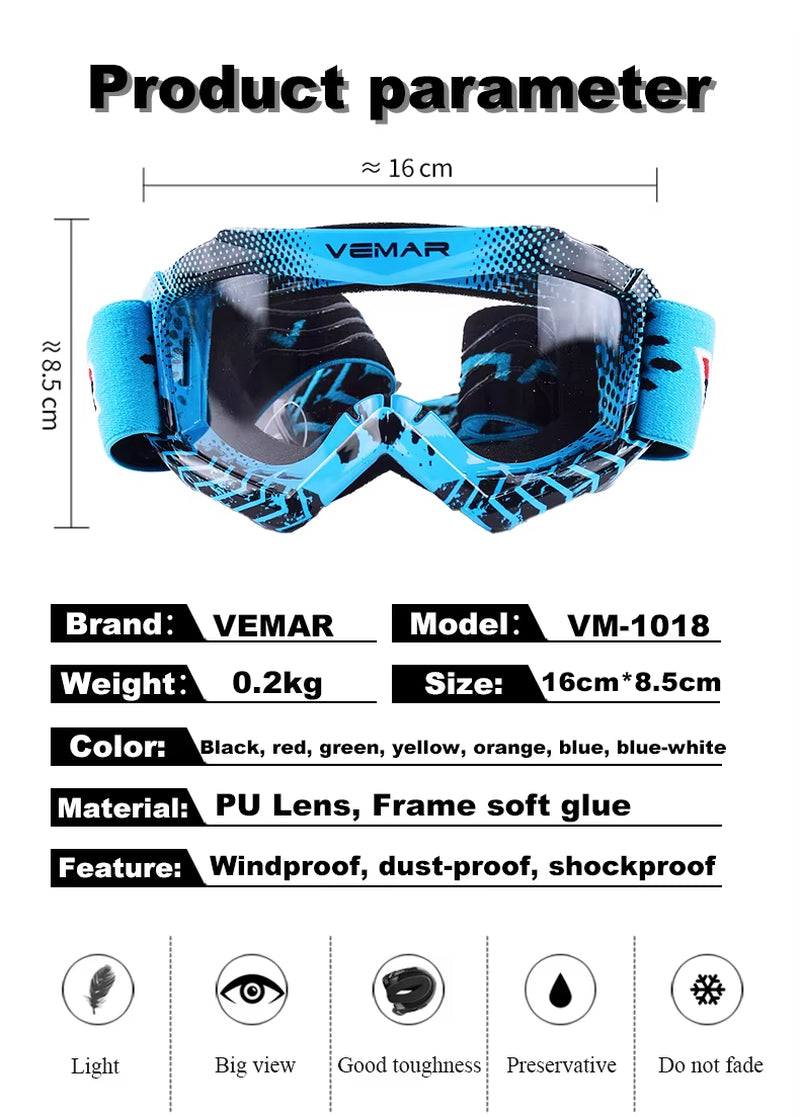Childen Motocross Racing Goggles for 4-12 Years Boy Girl Ski Snow Goggles Kids Youth Motorcycle Helmets Goggles Moto Accessories