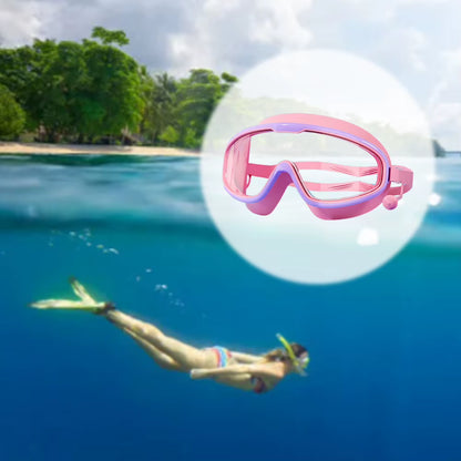 Kids Swim Goggles anti Fog Swimming Goggles with Earplugs HD Swim Glasses Large Frame Swim Sports Eyewear for Diving Snorkeling